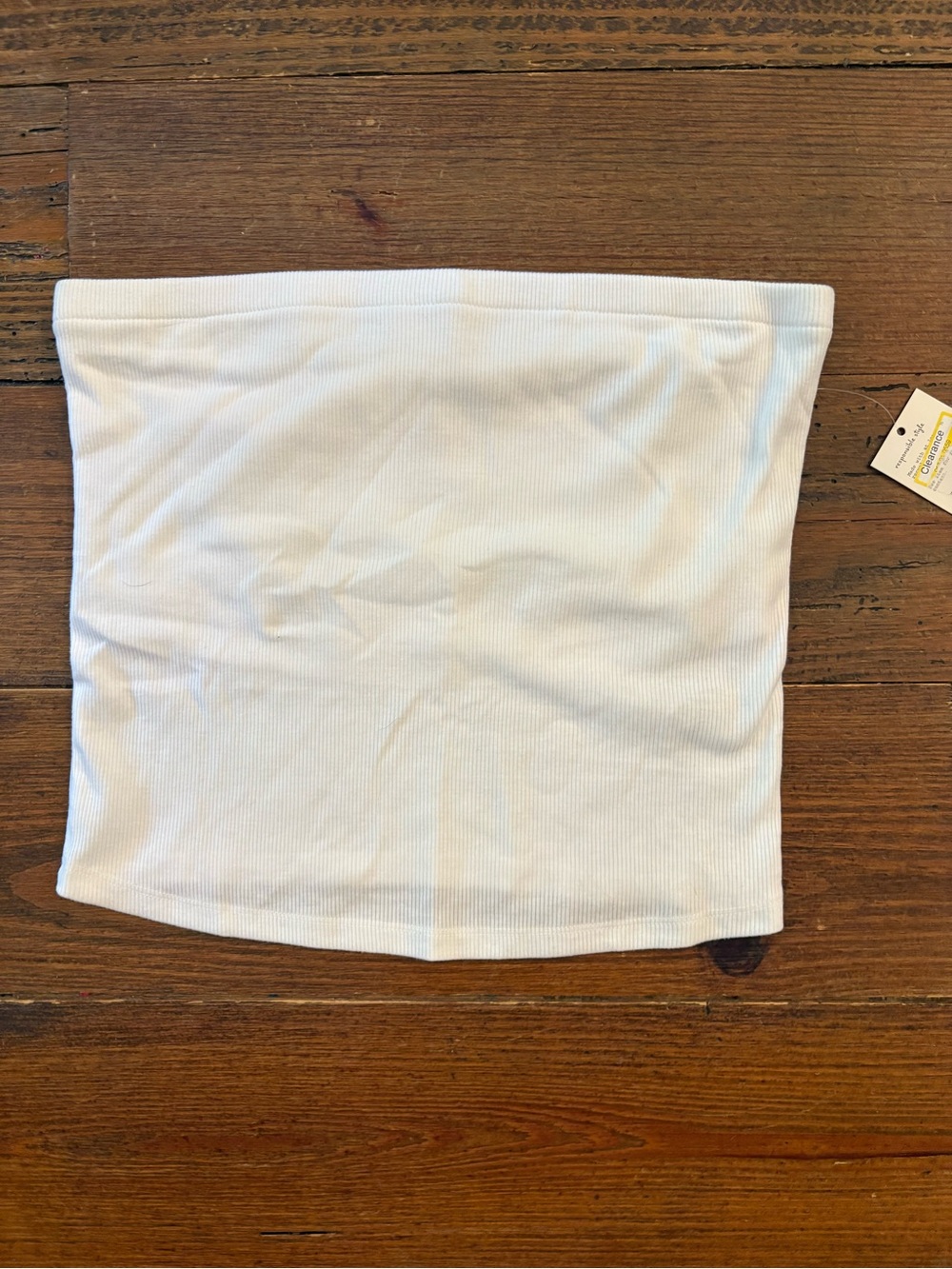 a new day White Ribbed Strapless Tube Crop Top